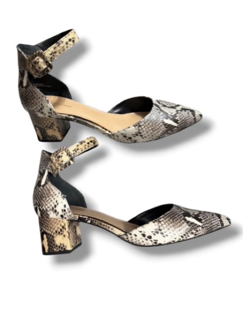 14th & Union Women’s Reptile Skin Print Ankle Strap Pump Heels